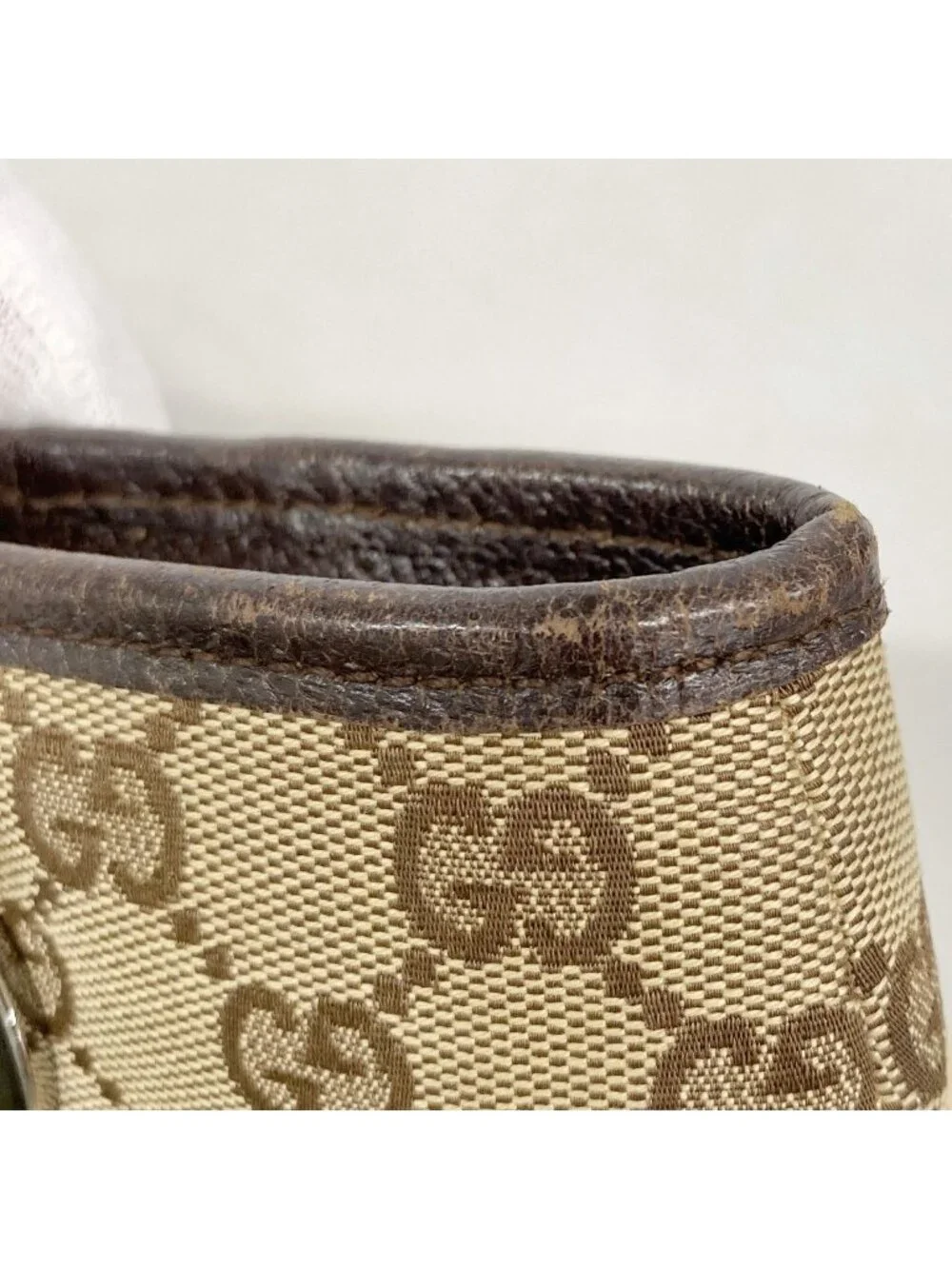 Gucci Tote GG Canvas Beige Brown Silver